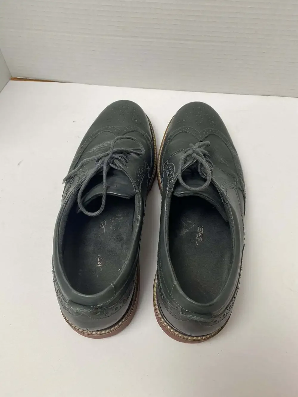 Rockport Lightweight Trutech Gray Topstitched Leather Wing Tips Lace Size 10